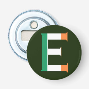 Décapsuleur E Monogramme superposé sur le drapeau irlandais bo