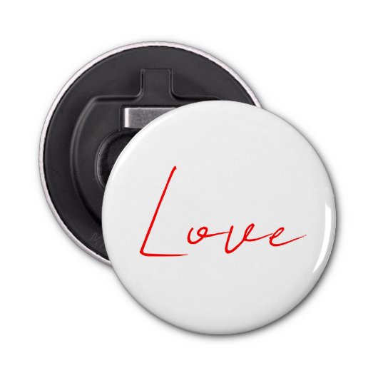 Décapsuleur Écriture Mariage tendance White Red Love Nom (Devant)