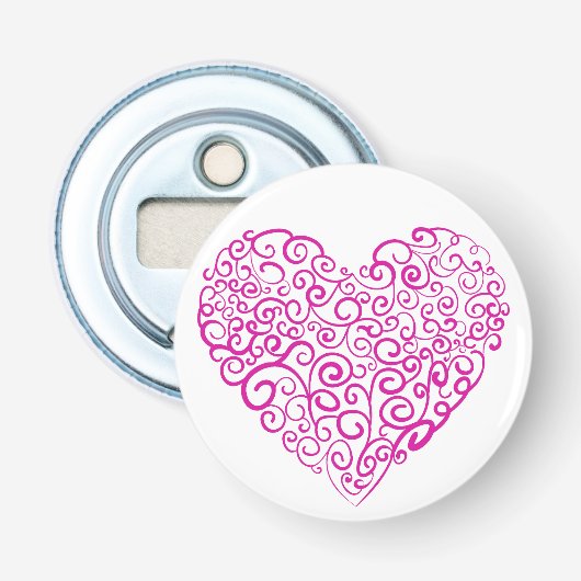 Décapsuleur Écriture spirale coeur rose pour la Saint Valentin (Devant)
