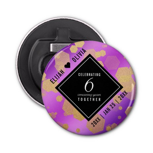 Décapsuleur Élégant 6ème anniversaire Mariage d'Améthyste Bout (Devant)