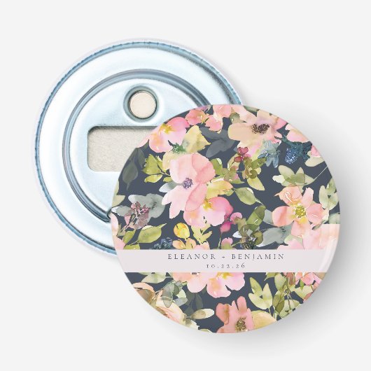 Décapsuleur Elégant Aquarelle de marine rose Floral Custom Wed (Devant)