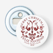 Décapsuleur Élégant Bilingue Burgundy Birds Noël (Devant)