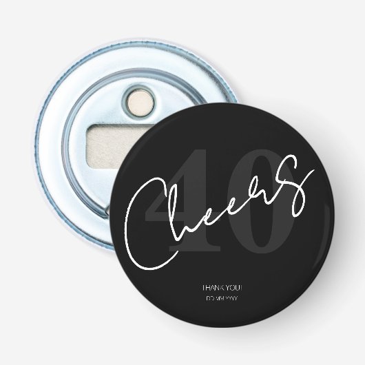 Décapsuleur Elegant Black and White Forty 40th Birthday (Devant)