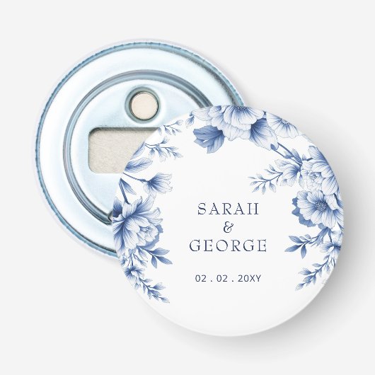 Décapsuleur Elegant Blue Chinoiserie Floral Botanical Wedding (Devant)