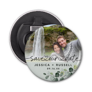 Décapsuleur Elegant Eucalyptus Enregistrer notre Date Mariage 