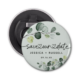 Décapsuleur Elégant Eucalyptus Enregistrer notre Mariage Date