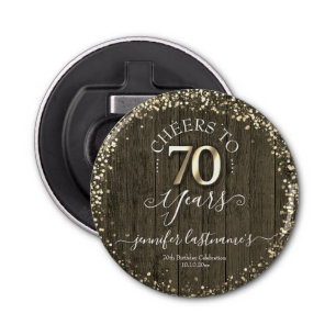 Décapsuleur Elégant Gold 70th Birthday Script Bottle Opener