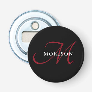 Décapsuleur Élégant Monogramme moderne noir rouge