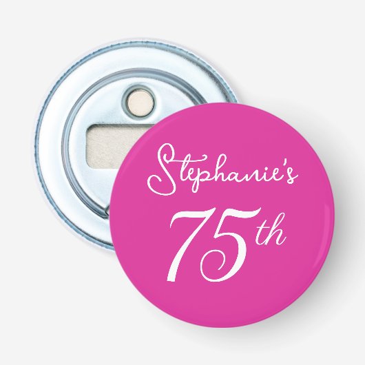 Décapsuleur Élégant Monogramme rose 75e fête d'anniversaire (Devant)