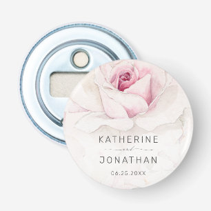 Décapsuleur Elégant rose rose Aquarelle Floral Script Mariage