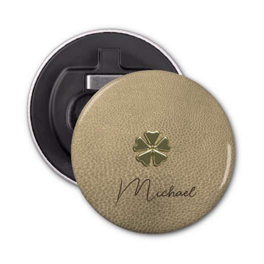 Décapsuleur Elégant Shamrock Patrick's Day Leather (Devant)