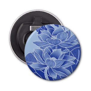 Décapsuleur Elégante Chinoiserie Fleurs Bleues Lotus Mandala