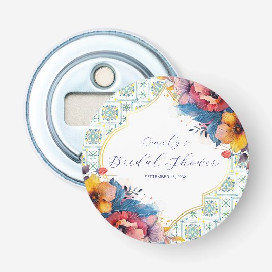 Décapsuleur Élégante Fête de Mariage Méditerranéenne Bleue (Devant)