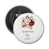 Décapsuleur Elégante Fleurs blanches bordeaux (Devant)