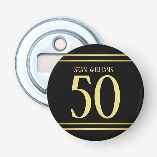 Décapsuleur Elégante Masculine Or & Noir Anniversaire (Devant)