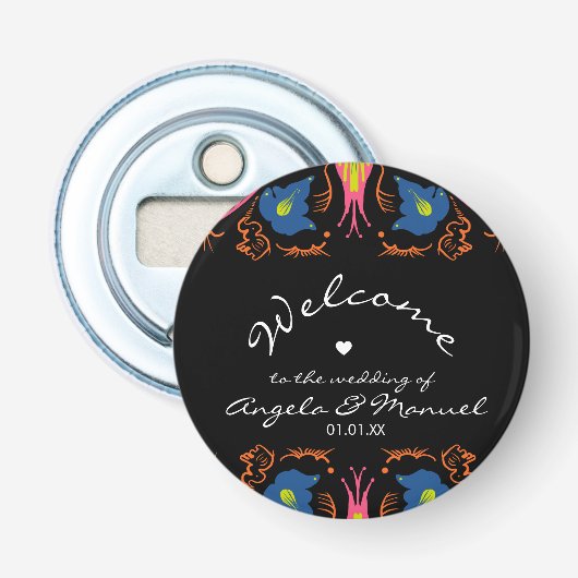 Décapsuleur Élément Floral Noir de Mariage d'Éléphant Indien   (Devant)