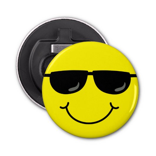 Décapsuleur Emoji frais font face avec des lunettes de soleil (Devant)