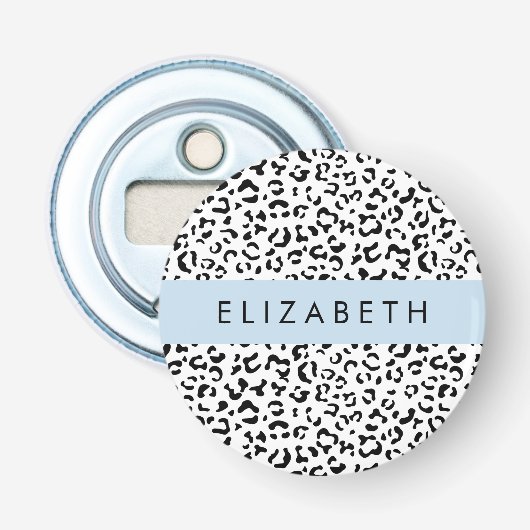 Décapsuleur Empreinte de léopard, Spots, Noir Et Blanc, Votre (Devant)