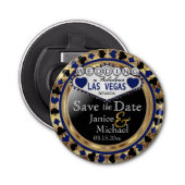 Décapsuleur Enregistrer la date Las Vegas Style - bleu foncé (Devant)