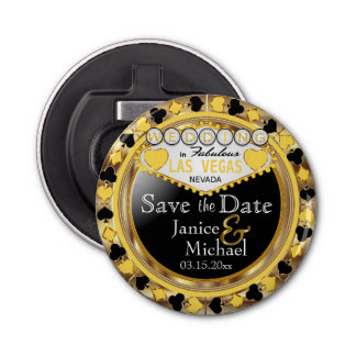 Décapsuleur Enregistrer la date Las Vegas Style - Jaune