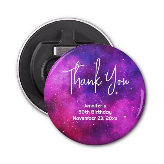 Décapsuleur Espace rose et violet & Étoiles Faux Galaxy Annive (Devant)