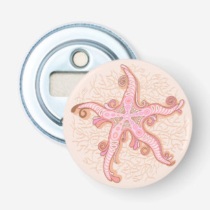 Décapsuleur Étoiles de mer et corail motif pastel rose
