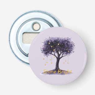 Décapsuleur Étoiles Dorées d'Arbre Violet Brillent Fort