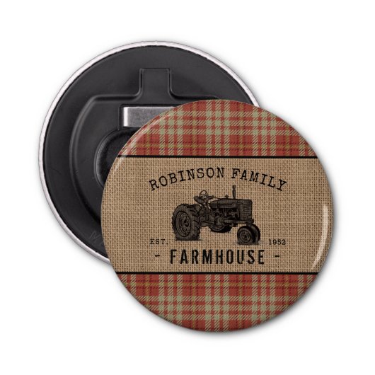 Décapsuleur Family Farmhouse Rustic Tractor Red Plaid (Devant)