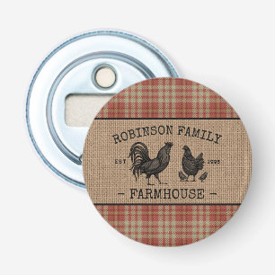 Décapsuleur Family Farmhouse Vintage Red Plaid Burlap