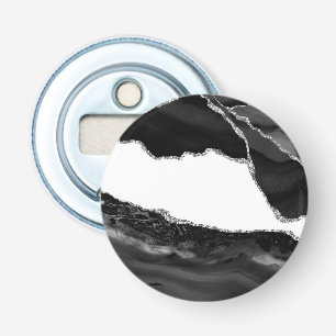 Décapsuleur Fausse Agate Marbrée Noir Blanc Pierre Moderne Ten