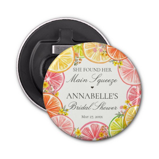 Décapsuleur Faveurs de mariage Citrus Floral Main Squeeze (Devant)