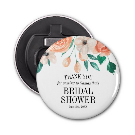 Décapsuleur Faveurs personnalisées Élégant floral de pêche pou (Devant)