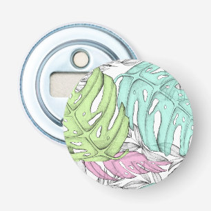 Décapsuleur Feuille de palmier monstera pastel tropical aquare