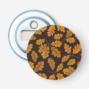 Décapsuleur Feuilles de chêne automnal sur brun foncé