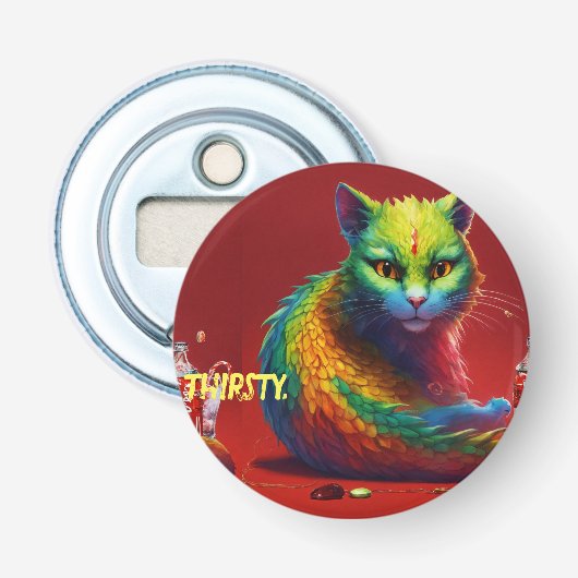 Décapsuleur "Fierce Elegance : Rouge Dragon Cat Mouse Round (Devant)