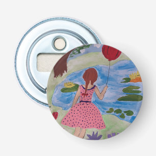 Décapsuleur Fille Avec Bouton Rouge Bouteille Ouverture
