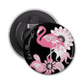Décapsuleur Flamant rose moderne noir rose (Devant)