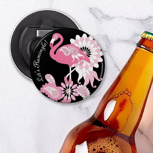 Décapsuleur Flamingo Rose Noir Moderne Fantaisiste