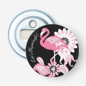 Décapsuleur Flamingo Rose Noir Moderne Fantaisiste (Devant)