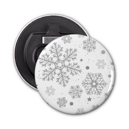 Décapsuleur Flammes de neige en argent sur blanc (Devant)