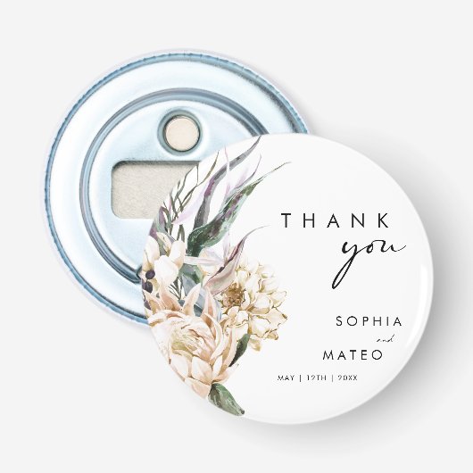 Décapsuleur Fleur Blanche | Ouvreur de Bouteille en forme de B (Devant)