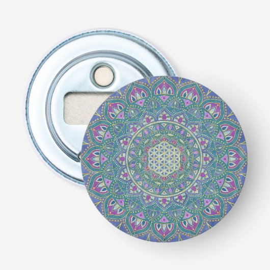 Décapsuleur Fleur de Vie - Mandala de style indien 1 (Devant)