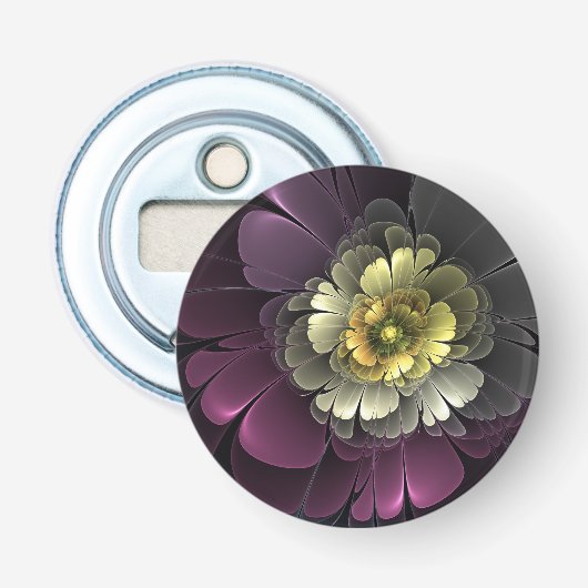 Décapsuleur Fleur fractale grise de pourpre moderne abstraite (Devant)