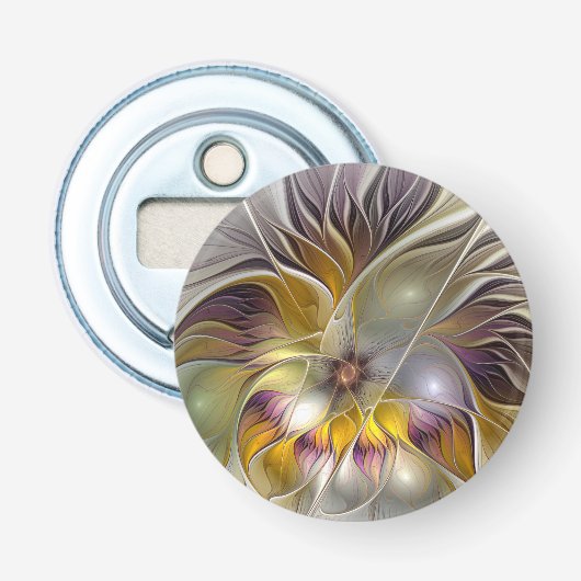 Décapsuleur Fleur fractale moderne fantaisie colorée abstraite (Devant)