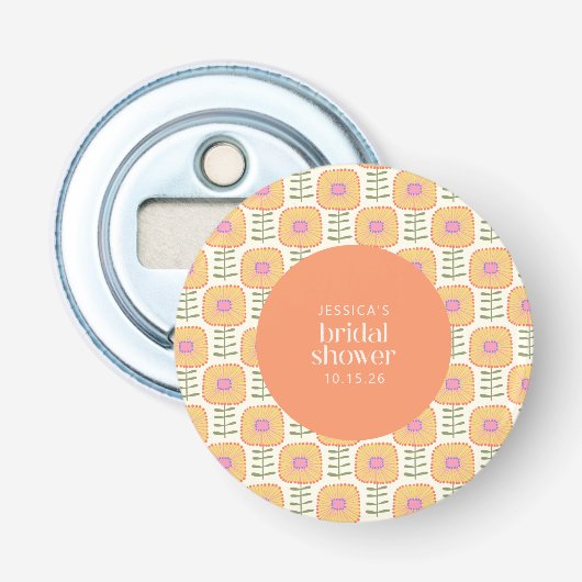 Décapsuleur Fleur orange jaune scandi personnalisée pour la do (Devant)