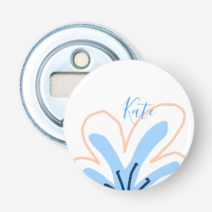 Décapsuleur Fleur pastel orange bleue ajouter nom cadeau rétro