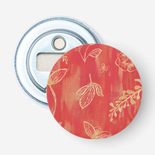 Décapsuleur Fleurale aquarelle or rouge