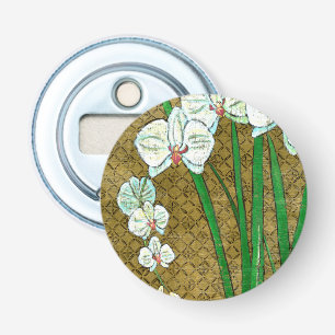 Décapsuleur Fleurs blanches et tiges vertes à la frontière
