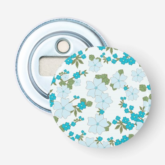 Décapsuleur Fleurs Bleues, Motif Floral, Motif De Fleurs (Devant)