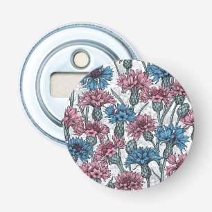 Décapsuleur Fleurs de maïs roses et bleues, fleurs sauvages su